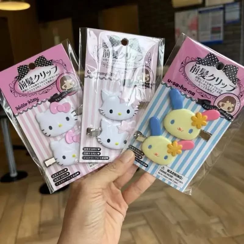 Sanrio Usahana Hellokitty Fermaglio per capelli con orecchie da coniglio, fermaglio laterale senza tracce, accessori per trecce, regalo, accessori per capelli in stile cartone animato