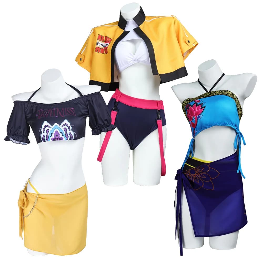 K-POP Vestito cosplay di gruppo di ragazze da caccia alle streghe Mira Gonna corta Rummi Costume corto originale Zoe's Second Costume da bagno modificato