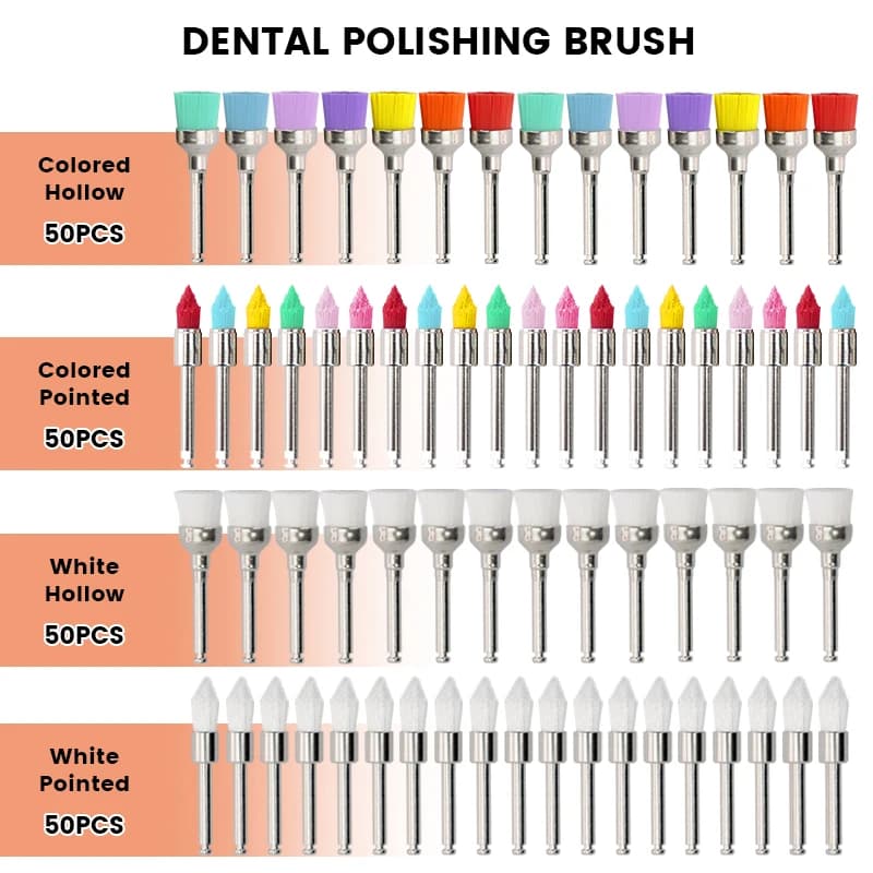 Lucidatore dentale monouso Spazzola in nylon Lucidatore Lucidatore Tazza Sbiancamento dei denti Spazzole per profilassi Strumenti per dentisti Testa piatta/appuntita