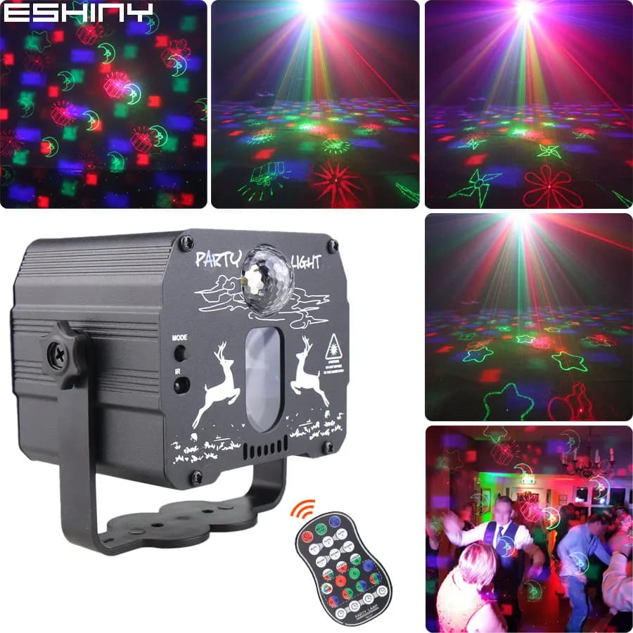 ESHINY 60 modelli batteria DJ Disco Light Party R & G proiettore Laser RGB LED Magic Ball Bar sala da ballo lampada effetto palcoscenico USB F2N6