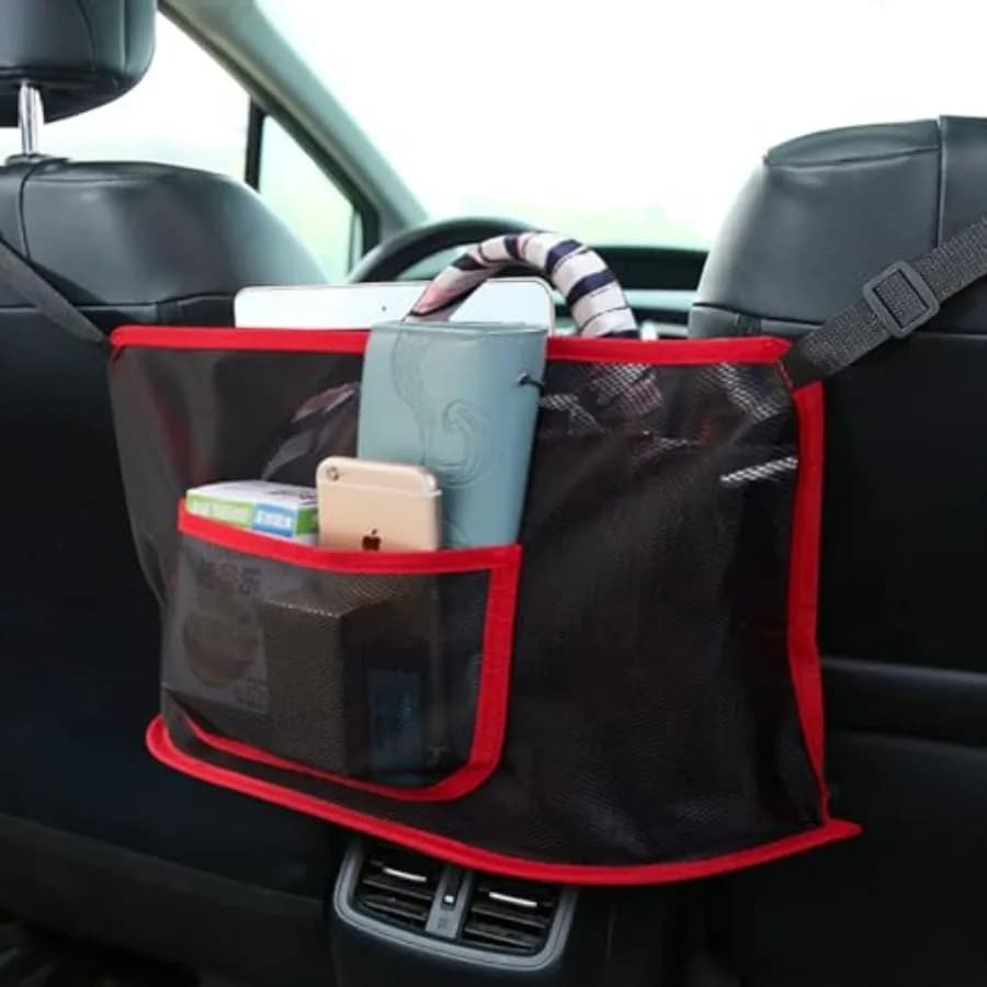 Rete portaoggetti universale per auto tra i sedili, porta borsa e cellulare, per riporre oggetti di piccole dimensioni, barriera protettiva