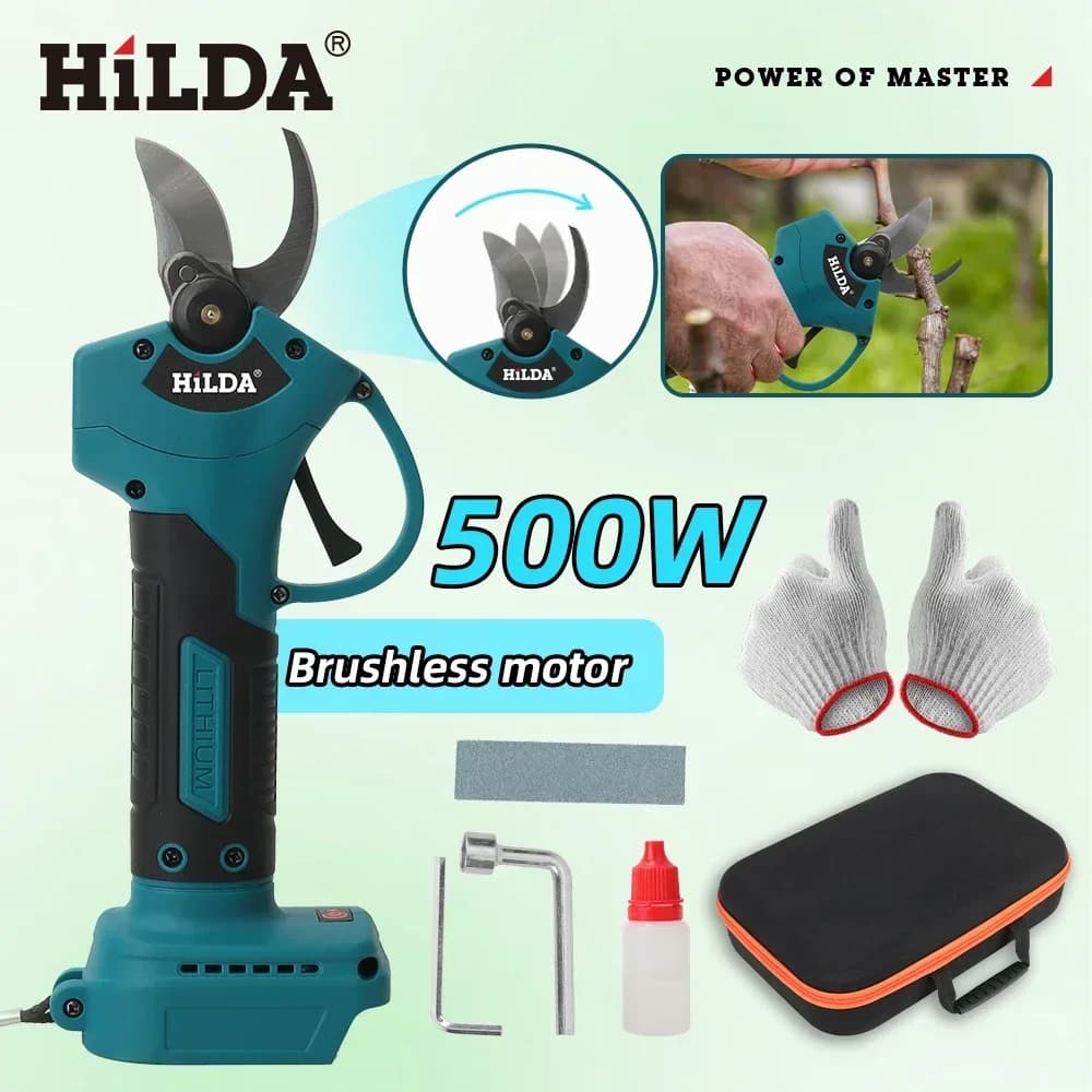 HILDA Electric pruning shears without brushes Scissors for battery fruit tree branches Electrical tool for battery Makita 18V