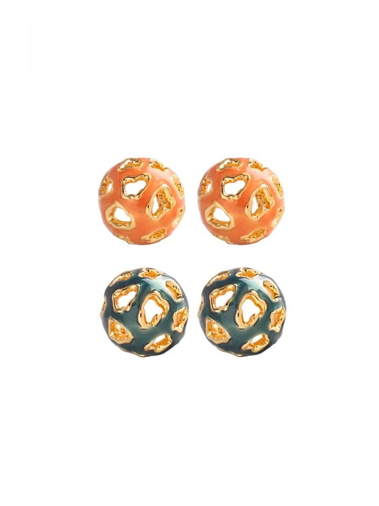 Sumni S925 Silver Needle Hollow Enamel Drip Candy Colored Ball Earrings Women's Fashion Jewelry Ethnic Style Geometric Shape