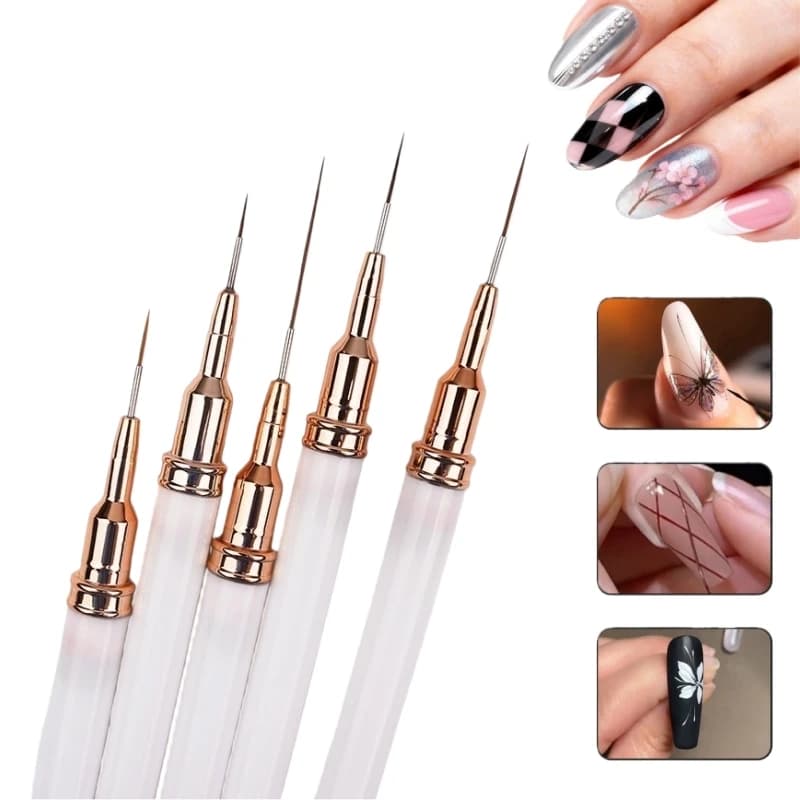 5pcs/bag Nail Art Liner Brush Set DIY Elongated Lines Striping Painting Drawing Flower Pen Professional Paint Manicure Tools