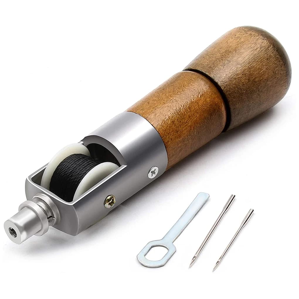 5 pezzi/set punteruolo per cucire in pelle punteruolo per cucito artigianale kit filo per ago manico in legno utensile manuale