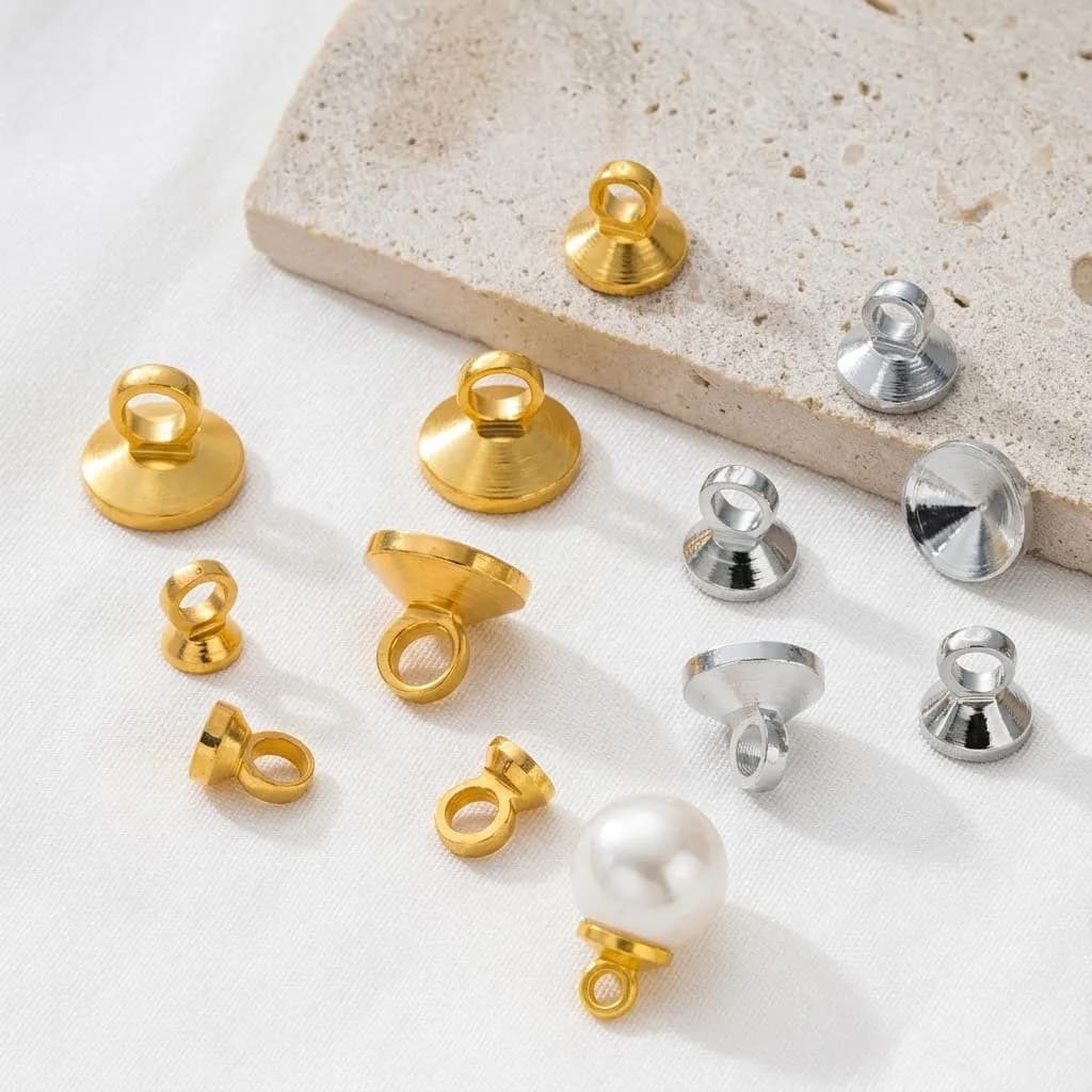20pcs/Lot 18K Gold Plated Pearl Bracelet Ends Connector With Loop End Caps For DIY Necklace Bracelet Jewelry Making Accessories