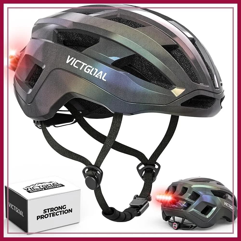 Casco da Bici da Strada per Uomo e Donna con Luce Posteriore Magnetica, Casco da Ciclismo Regolabile e Traspirante per Strada e Montagna