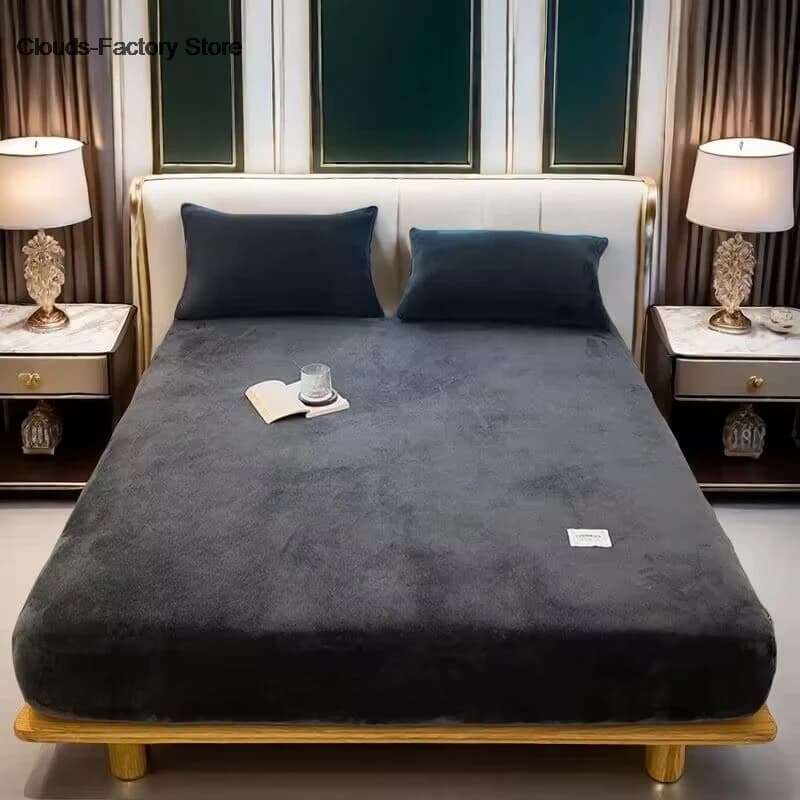 Bed linen with elastic corners in winter plush Double bed Soft velvet bed cover Coprimaterasso Bed protection 90 120 180 200