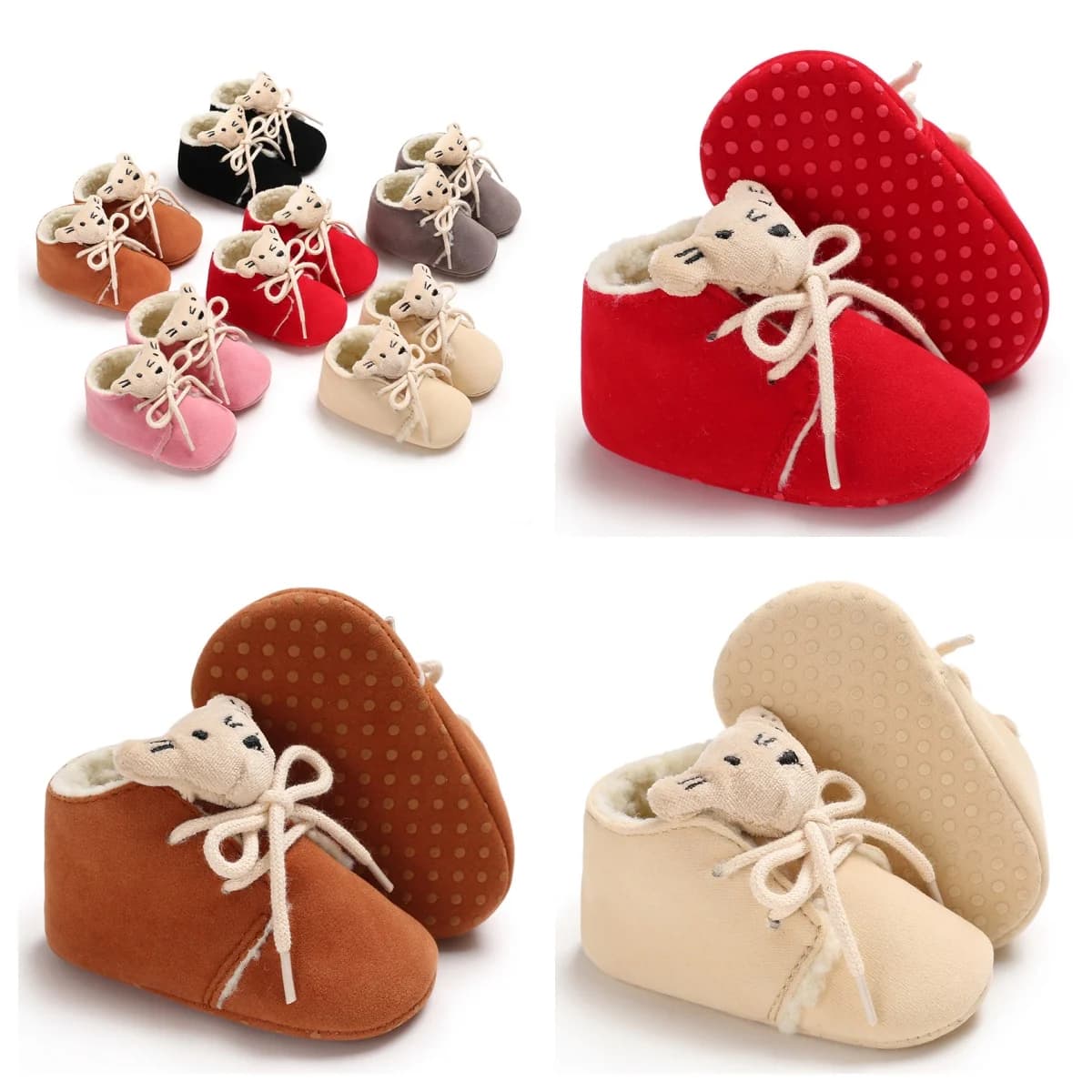 1 paio di graziosi stivaletti per neonati, scarpe casual con lacci per bambini da 6-9-12 mesi, scarpe sportive calde per neonati in autunno e inverno
