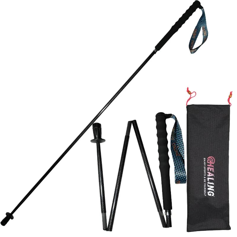 Foldable Carbon Fiber Trekking Sticks Light Trekking Toe Rubber with EVA grip for camping hiking Mountaineering Walk