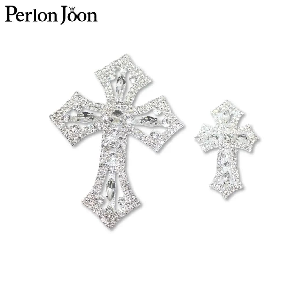 1 pz scintillante cristallo fai da te mini croce strass applique patch di vetro cucito per borsa da sposa, decorazione di scarpe YHX077