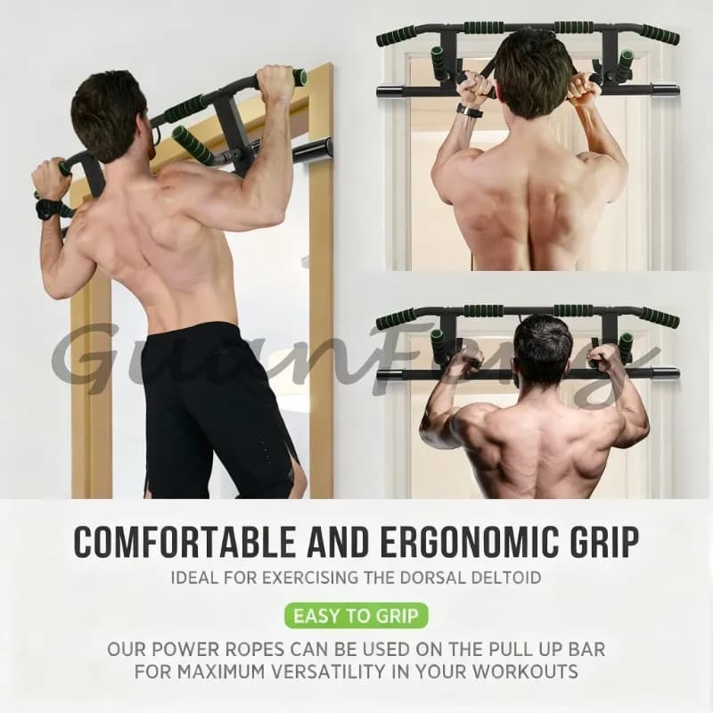 Door Frame No‑Screw Pull‑Up Chin‑Up Dip Bar, Doorway Mount Pullup Bar, Safe Home Fitness Exercise Bar for Body Workout Training
