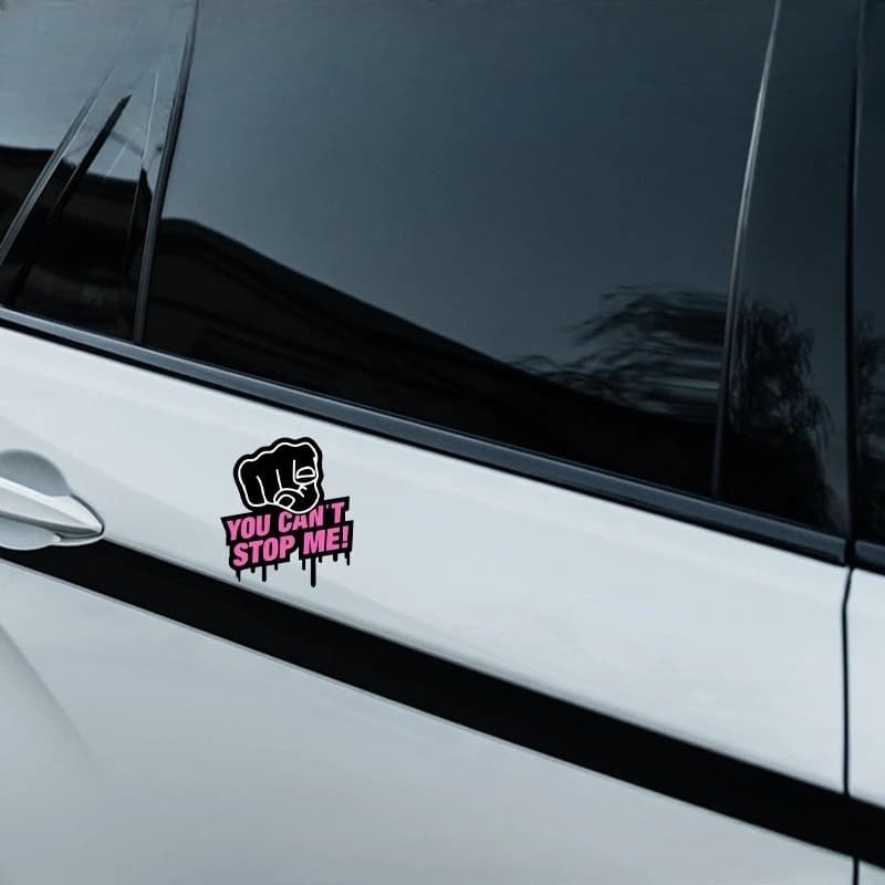 Sticker Waterproof Decal for Motorcycle Car Bike Helmet Decor1Pc Pink "You Can't Stop Me" Drip Style Vinyl
