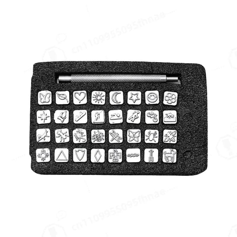 Leather Carving 32Pcs Insect Stamp Set Indian Style DIY Leather Craft Printing Tool For Handmade Leather Working Project