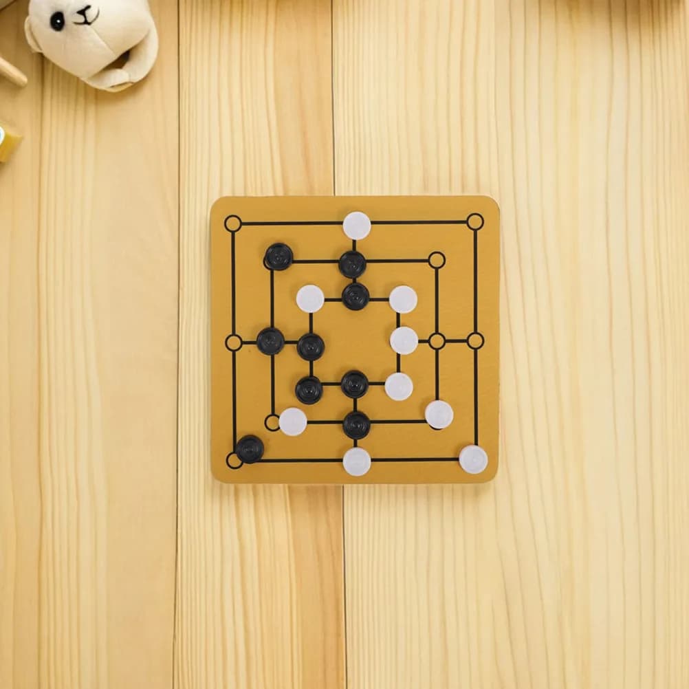 2Set Nine Men's Morris Chess Board Strategy Game Portable Family Gathering Brain Teaser Set Nine Men's Chess Set