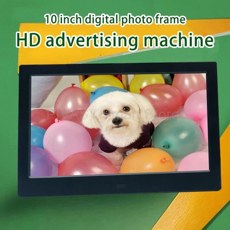 Cornice per foto digitale da 10 pollici Album elettronico Display Rack Lettore pubblicitario Risoluzione 1024 * 600 Supporto schermo LED Video 1080P
