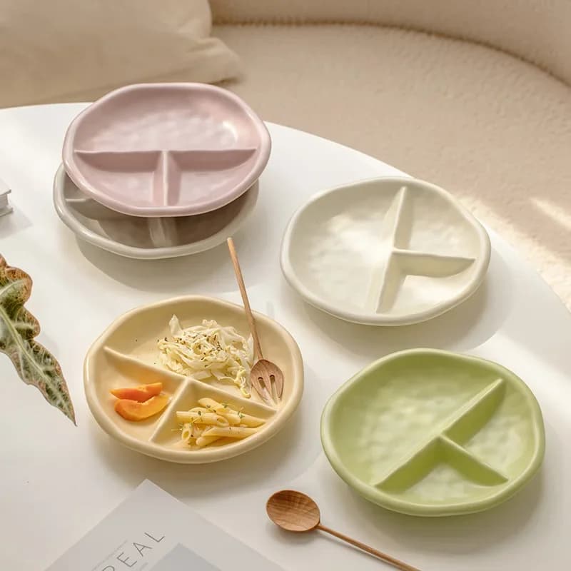 Ceramic division of the plate for fat reduction Separation of dishes Quantitative plate for weight loss Three compartments 211