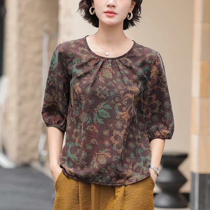 T-shirt da donna alla moda, traspirante e confortevole, taglie forti, nuovo stile estivo, stile europeo, top artistico per il commuting