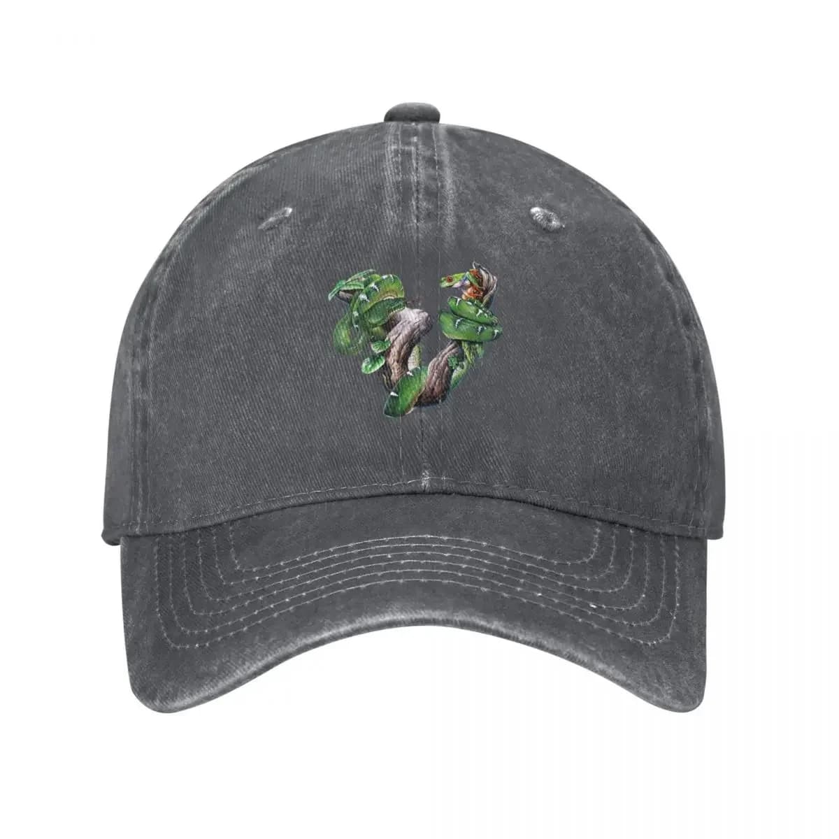 Tree Frog and Emerald Tree Boa Baseball Cap New In The Hat luxury caps Uv Protection Solar Hat Rave Female Men's