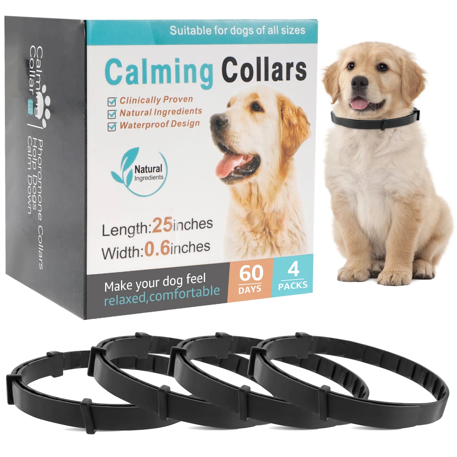 4 pezzi cani collare calmante animali domestici feromone alleviare l'ansia trimmerabile regolabile confortevole antistress cucciolo gattino
