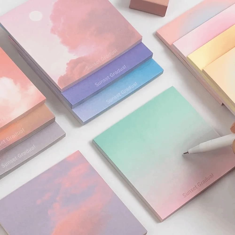 50 Sheets Square Sticky Notes Self-Adhesive Gradient Color Notebook Planner Sticker Ins Style Decorative Self Sticky Note Pads