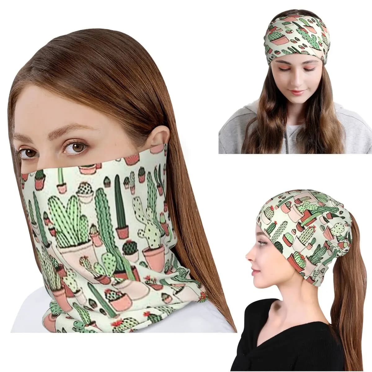 Case Cactus Bandana Neck Cover Magic Scarf Multi-use Headband Beanies Hat Unisex Adult Breathable