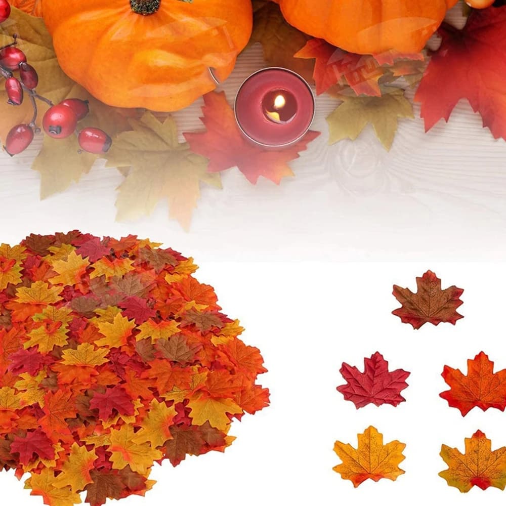 100/200pcs Artificial Plants Flowers Silk Maple Leaf Autumn Holiday Halloween Day Of The Dead Decoration Home Table Wedding Gift