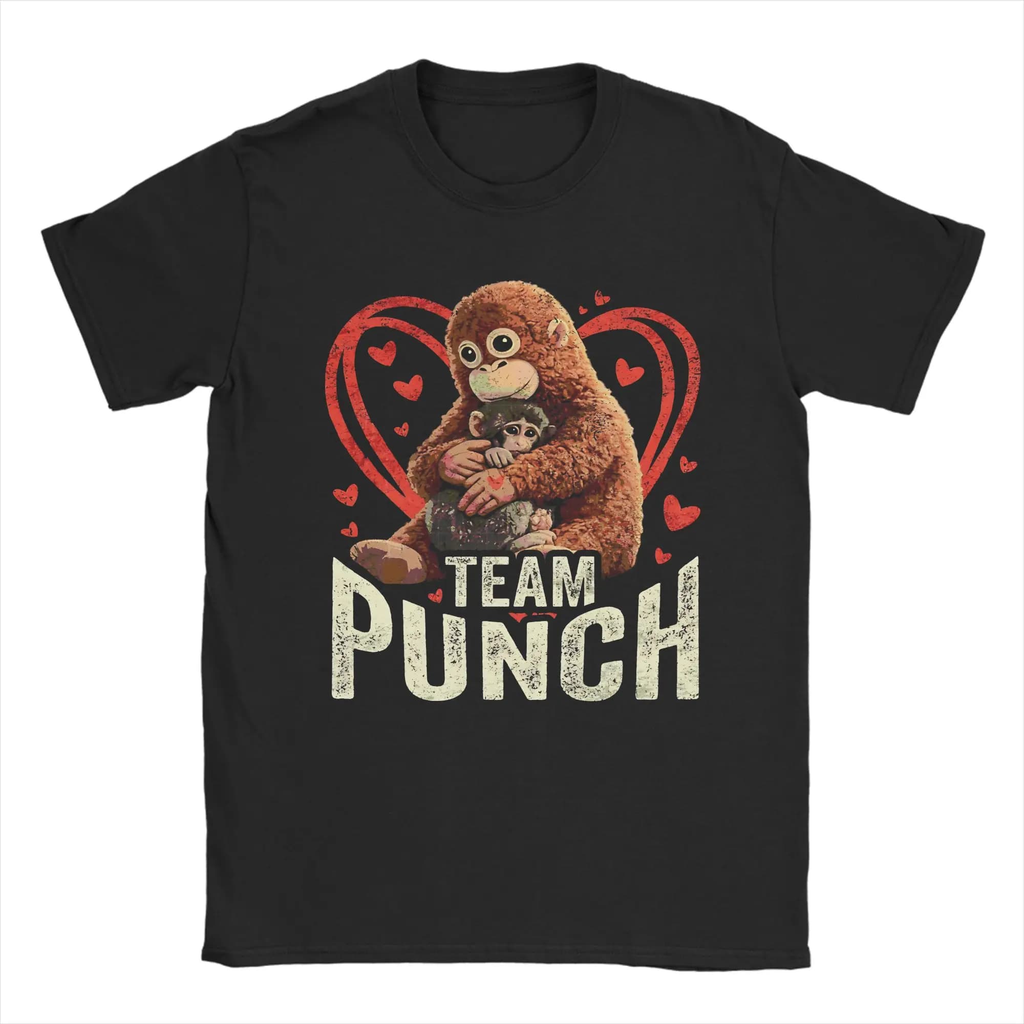 Nuova Maglietta 2026 con Scimmietta Punch Monkey in Peluche, T-shirt Virale per Uomo e Donna in Cotone a Maniche Corte