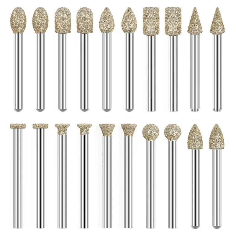 AEE2-Accessori per utensili rotanti Strumenti per intaglio 20 pezzi Grana 60 Gambo da 1/8 di pollice Kit per incisione su vetro Penna per incisione per metallo, legno