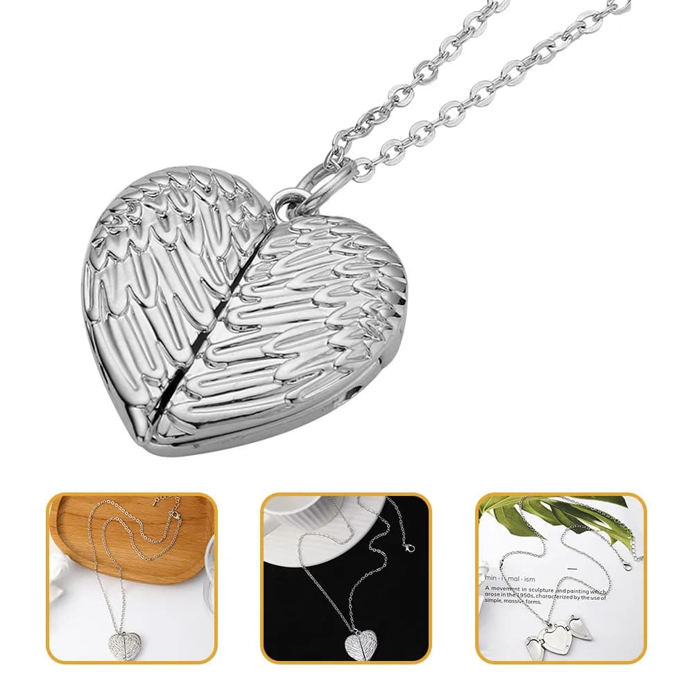 Collana con Ciondolo a Cuore in Lega, Medaglione Portafoto Personalizzabile, Gioiello Regalo per San Valentino, Compleanno, Festa