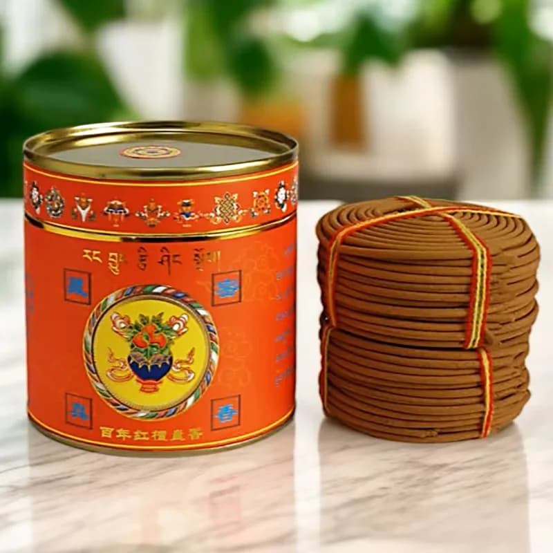 Tibetan Sandalwood Incense Coils, Natural Herbal Aroma for Home Meditation Yoga Relaxation, Handmade Buddhist Supplies 48 Pcs
