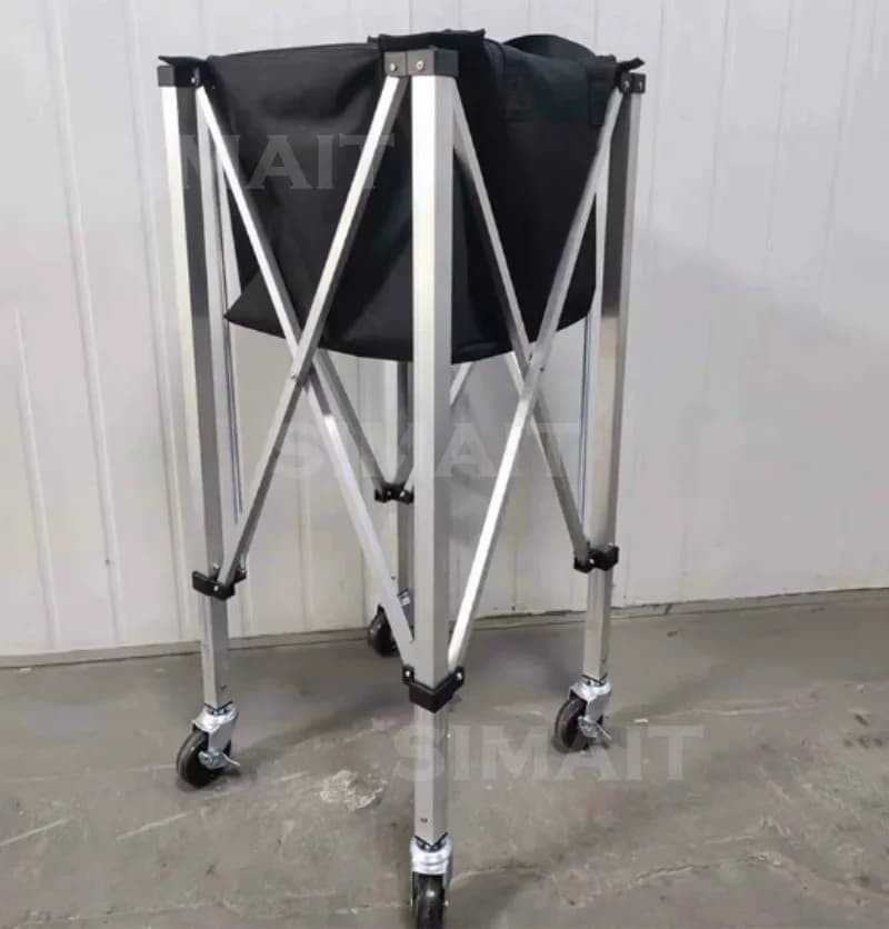 Aluminum Foldable Tennis Ball Cart for Coach Training, Lightweight Portable Ball Hopper for Tennis & Pickleball