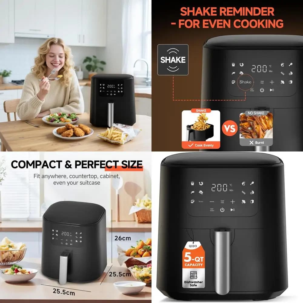 5 litre compact air fryer: easy meals with touchscreen controls, 180-450 ° Gamma F, dishwasher safe