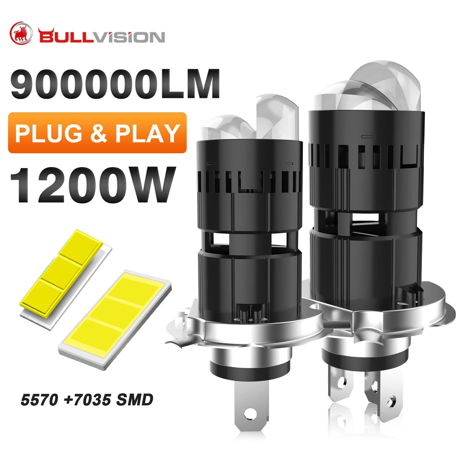 1200W H4 Bi Mini LED Lente per proiettore CANBUS Lampadina per auto Faro automatico Lampade Turbo Plug & Play Doppia moto Fascio alto e basso 12V 24V