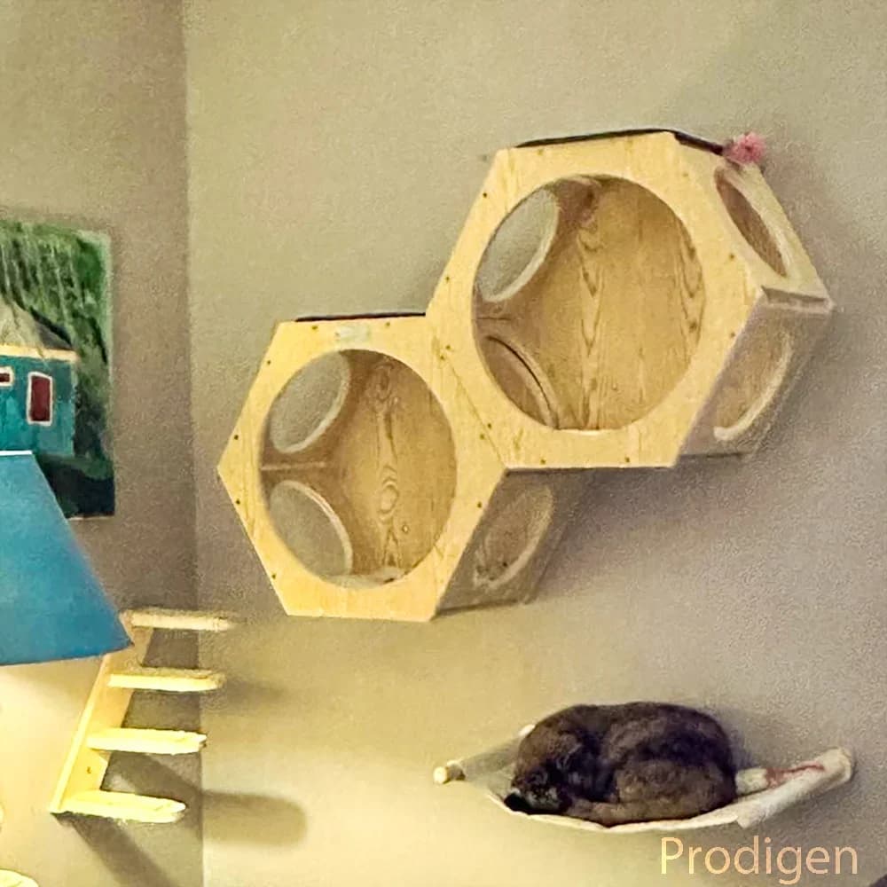 Amaca da parete per gatti montata a parete case telaio in legno massello mobili da parete combinazione posatoi gatti albero rampicante per giochi e riposo