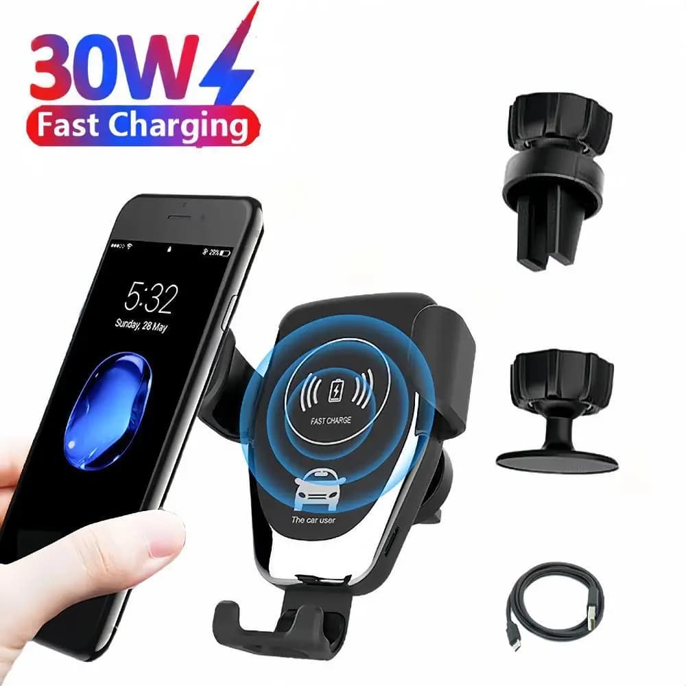 Charging support for mobile phone support with 30 W wireless fast charger air outlet Works on smartphone