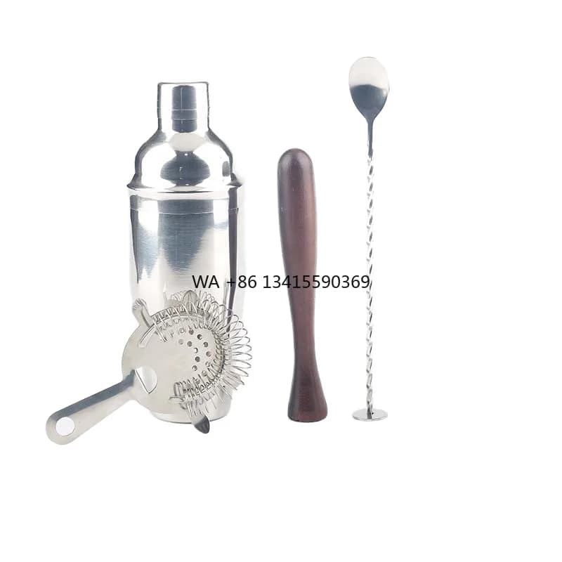 2025 Nuovo cocktail all'aperto Shaker 5 pezzi Whisky Bar-Set Acciaio inossidabile 304 e PC Argento Barista Strumento regalo