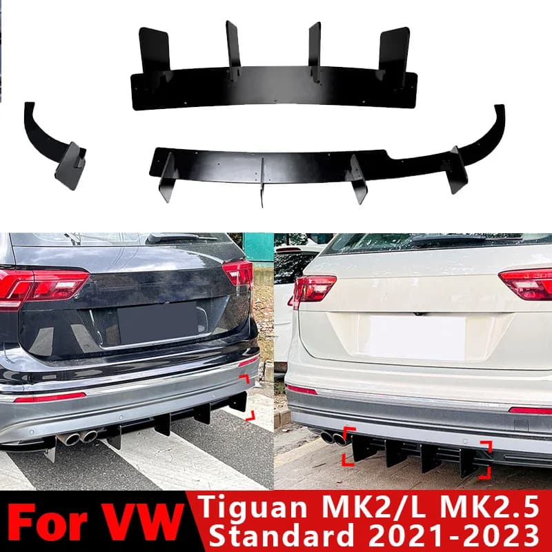 For Volkswagen Tiguan MK2/L MK2.5 Standard 2021-2023 Rear Bumper Spoiler Lower Fins Lip Splitter Diffuser Protector Modification