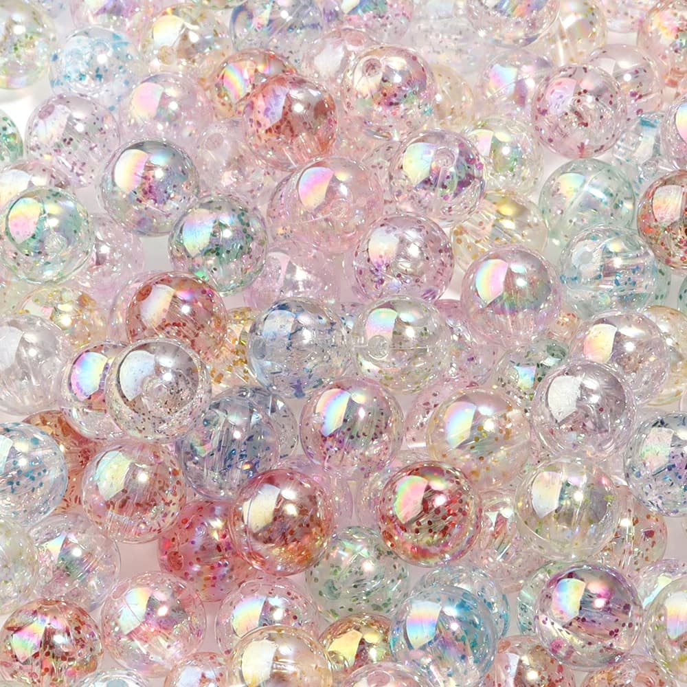 50-100pcs 8 10 12mm Plated Color Acrylic Beads Shiny Mixed Round Loose Beads For Jewelry Making DIY Necklace Bracelet Supplies