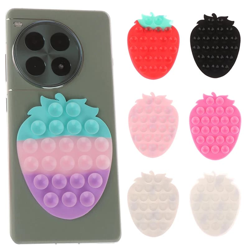 Suction Cup Smartphone Holder; Strawberry-patterned Portable Phone Stand; Universal Car Navi Bracket; Mobile Phone Fixed Pad