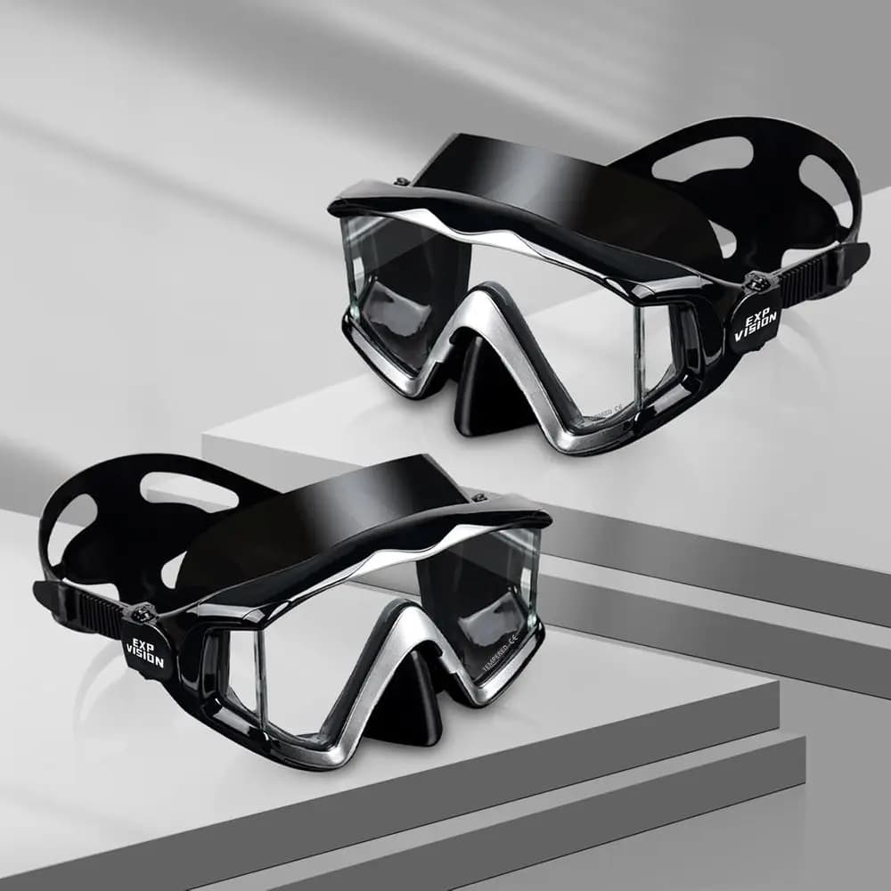 Maschera Subacquea 3D in Vetro Temperato con Tasca Nasale per Immersioni, Snorkeling e Nuoto