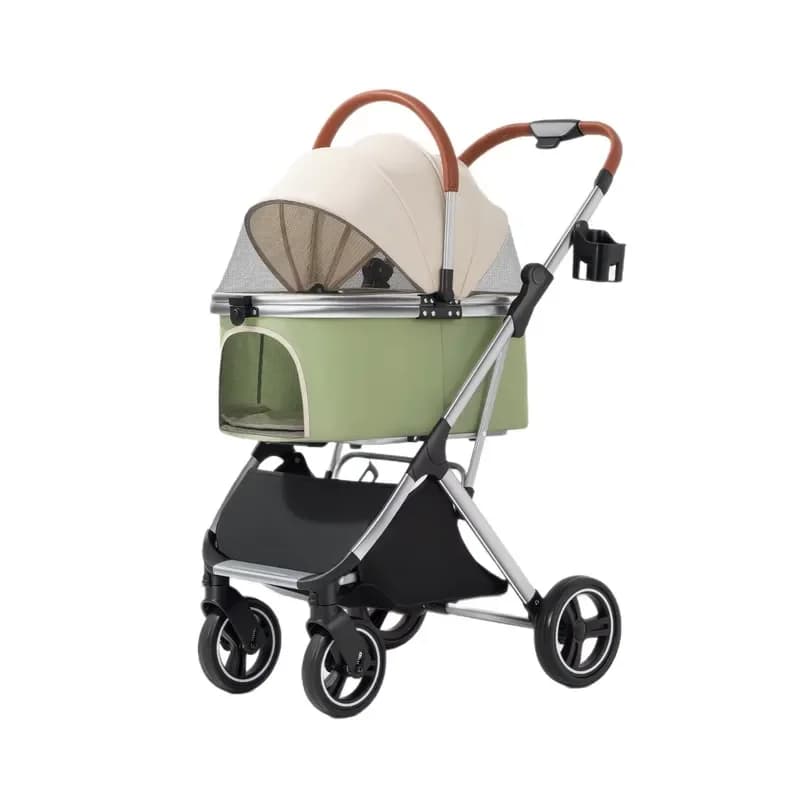 4-wheel Foldable Pet Stroller Separated Basket for Small Medium Dogs and Cats Trolleys Outdoor Carrier Small Dog Stroller