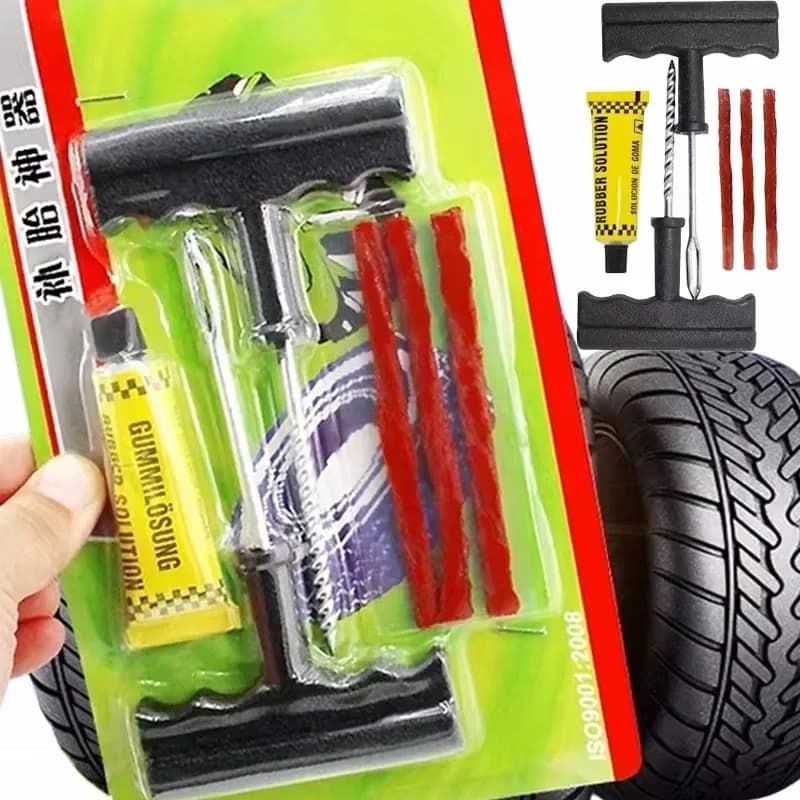 Kit di attrezzi per la riparazione di pneumatici per auto con strisce di gomma Set di tappi per borchie per foratura di pneumatici Tubeless strumento per la riparazione di pneumatici per vuoto per camion da moto