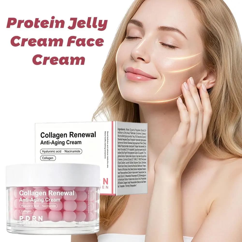 Crema Viso Idratante al Collagene 70g, Crema Rinnovante per Tutti i Tipi di Pelle, Nutriente e Rassodante, Crema Notte Riparatrice per la Cura del Viso