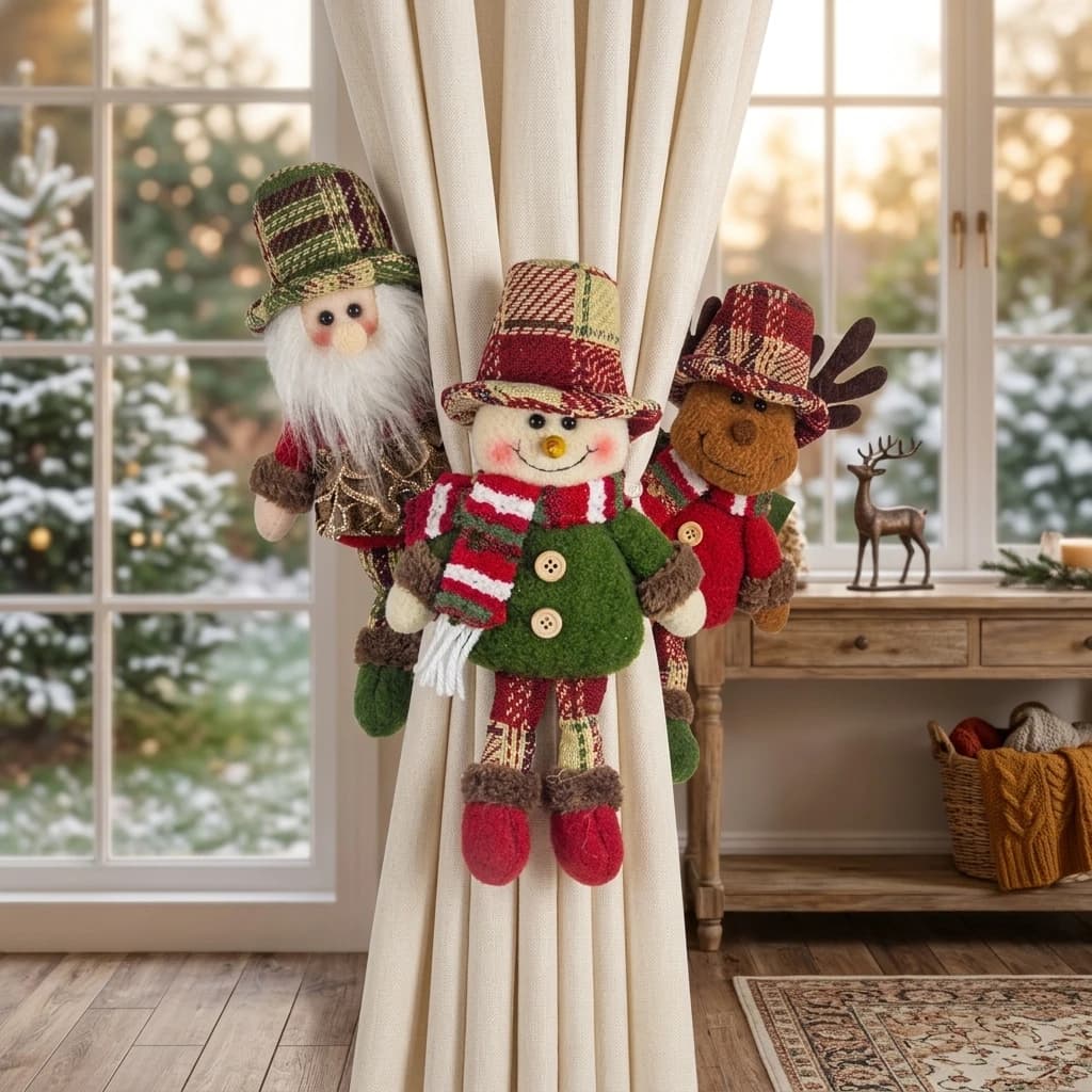 1pc snowman/elk /old man curtain hooks, Christmas decor display window ornaments,Xms hotel restaurant supplies