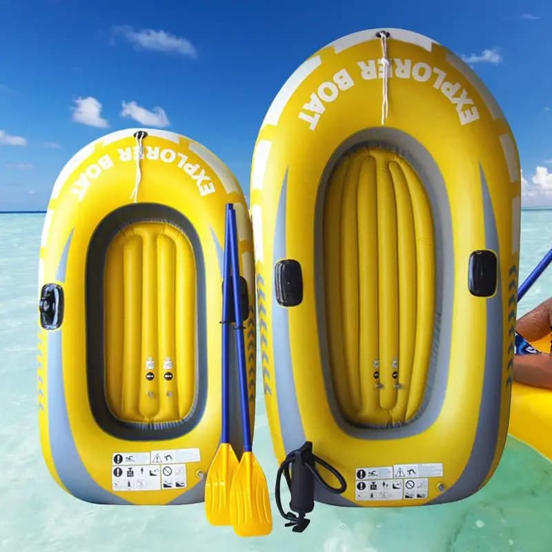 Gommone 2 persone PVC canoa Kayak gommone addensare pieghevole alla deriva barca da pesca zattera con pompa ad aria e pagaie