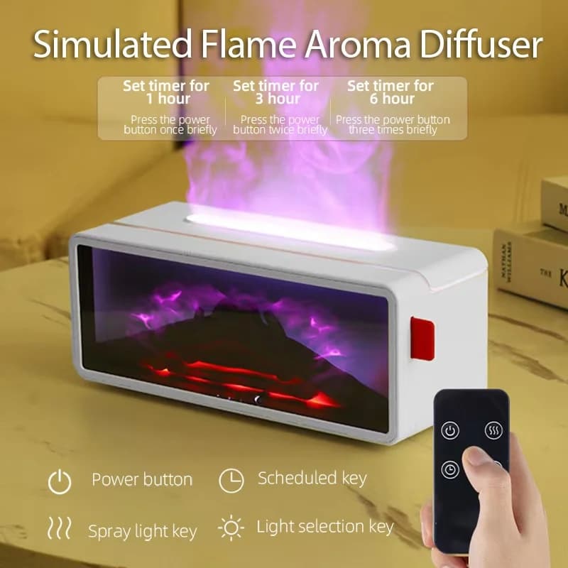Diffusore di aromi di fiamma per camino Design simulato di carbone con atmosfera di fiamma a 7 colori per decorazioni natalizie per il rilassamento domestico