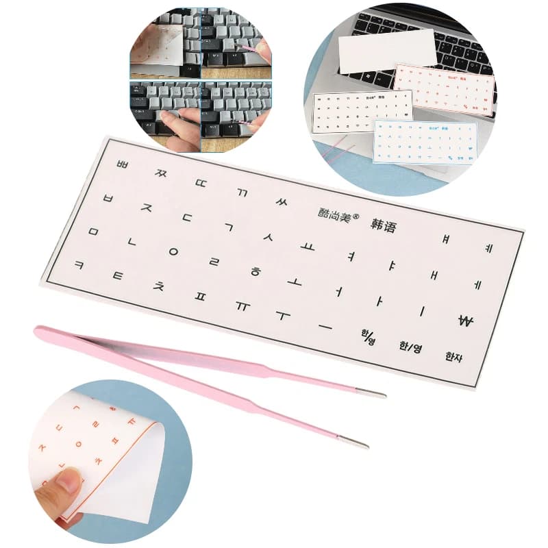 1Set [Lingua coreana] Adesivo per tastiera con pellicola a strappo Incisione trasparente universale per decalcomania chiave a pellicola singola per laptop desktop