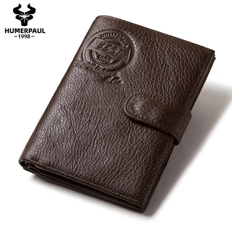 Portafoglio da uomo in vera pelle di vacchetta premium, porta carte multifunzione alla moda per patente di guida, passaporto e elementi essenziali per i viaggi