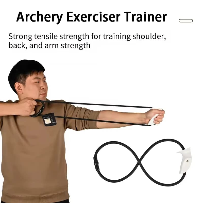 Archery Exerciser Trainer Rubber Band Resistance Training Aid Fitness Exercise Strengthen Draw Strength Slingshot Left Right